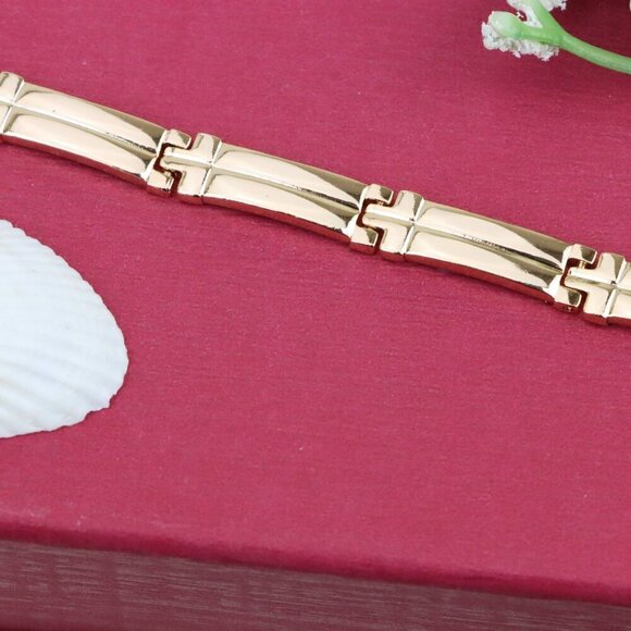 "Elegant Rose Gold Plated Zigzag Link Bracelet for Women, XPBL0869 - Picture 13 of 13